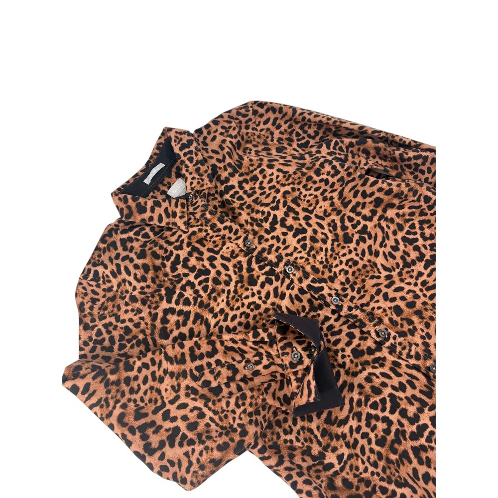 Chico's Button Down Womens‎ 1 Shirt Leopard No-Iron Chic Stretch Brown